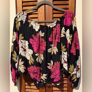 Billabong Black Floral Off-Shoulder Blouse